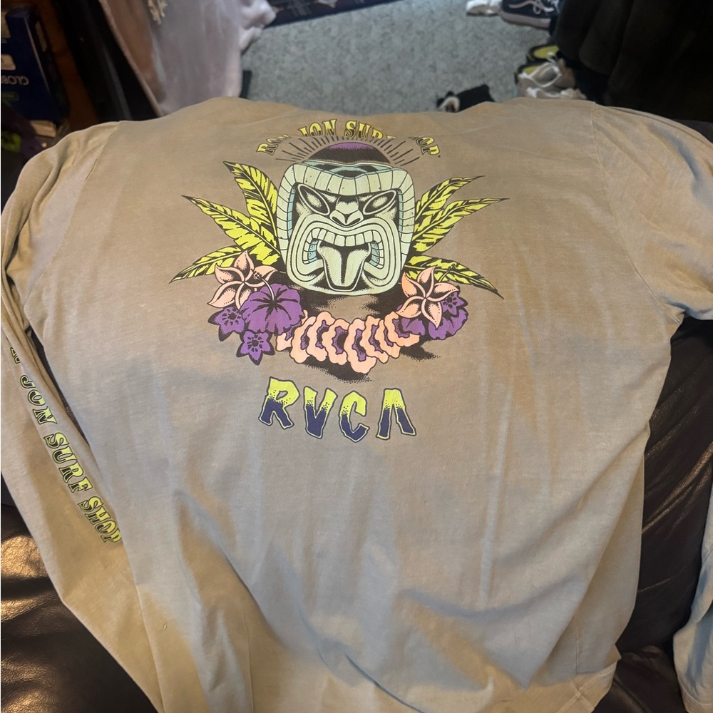 RVCA Tan Long Sleeve with Graphic Design